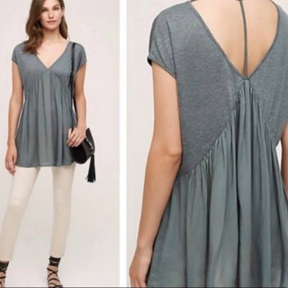 Meadow Rue green Quincy tunic top blouse M